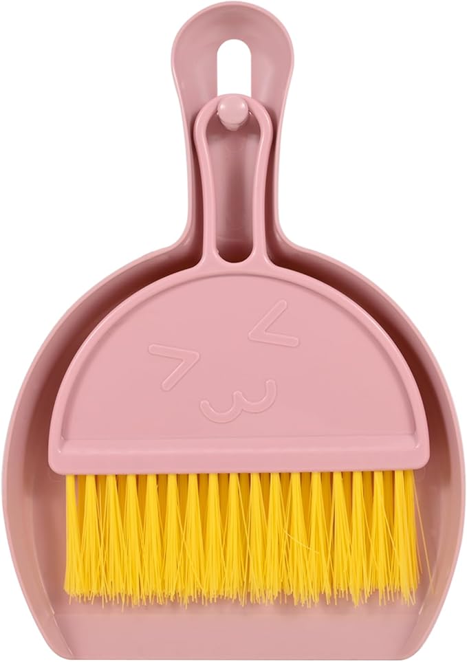 Small Broom and Dustpan Set,mini Broom and Dustpan Set,Kids Broom Set,for Home, Sofas, Kitchen countertops, Storage Shelves, bathrooms, and pet Areas Cleaning(Pink)