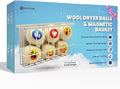 Emoji Wool Dryer Balls with Magnetic Dryer Ball Holder for Laundry Room Organization and Storage – 6 XL Reusable Wool Balls for Dryer with Fun Emoji Design to Make Laundry More Enjoyable