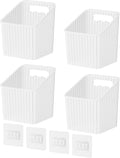 NiHome 4-Pack Plastic Wall Mount Storage Caddy for RV/Camper Storage and Organization, Self Adhesive Cabinet Door Organizer for Bathroom/Kitchen, Camper Must Haves & Small Item Organization