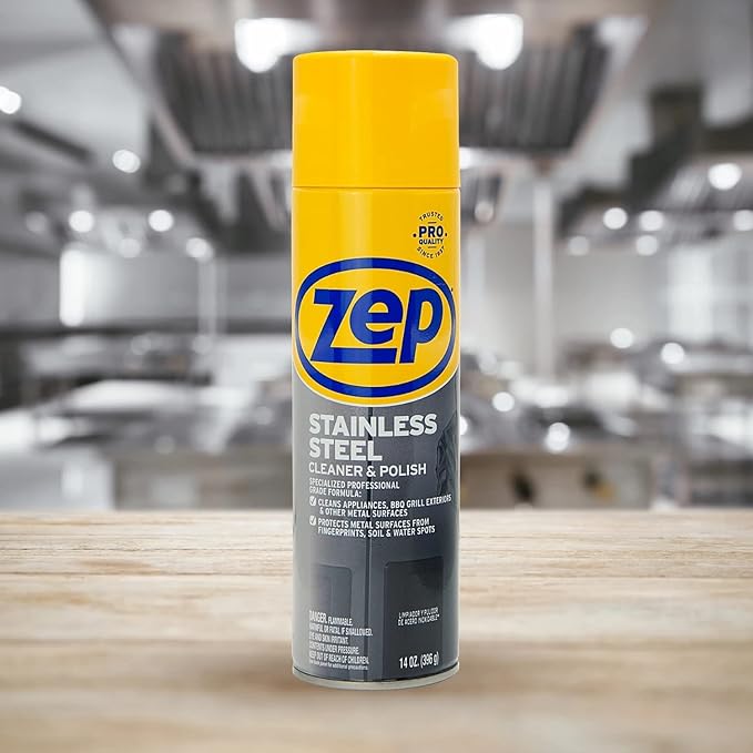 Zep Stainless Steel Cleaner and Polish 14 ounces - ZUSSTL14 - Protects Metal Surfaces from Fingerprints, Soil and Waterspots