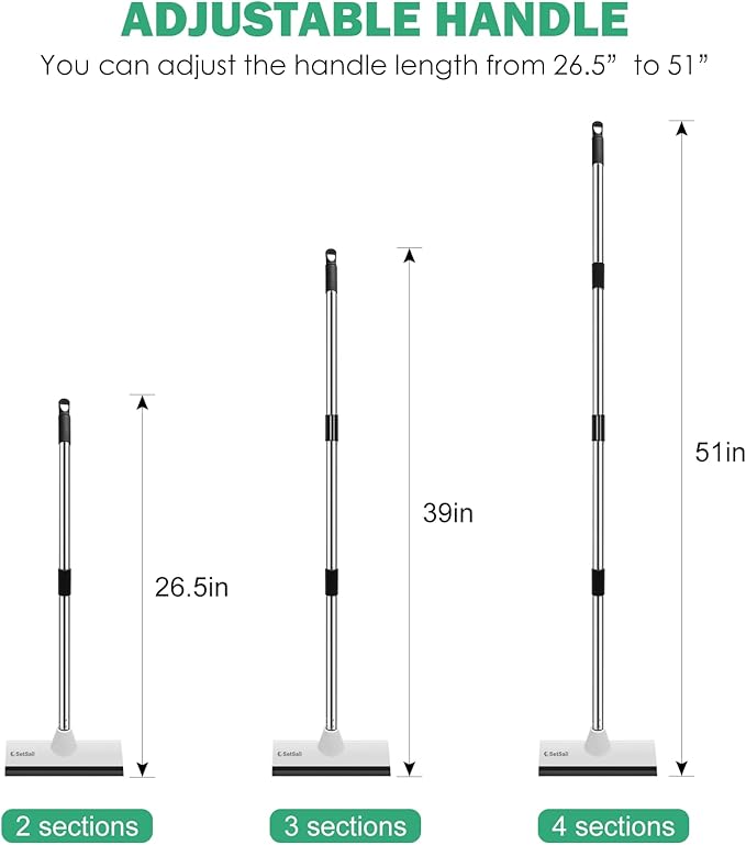 SetSail Floor Scrub Brush with 51-Inch Long Adjustable Handle 2 in 1 Scrape Brush Stiff Bristle Floor Scrubber for Cleaning Shower Bathroom Garage Kitchen Wall Deck Tub Tile, 2 Pack