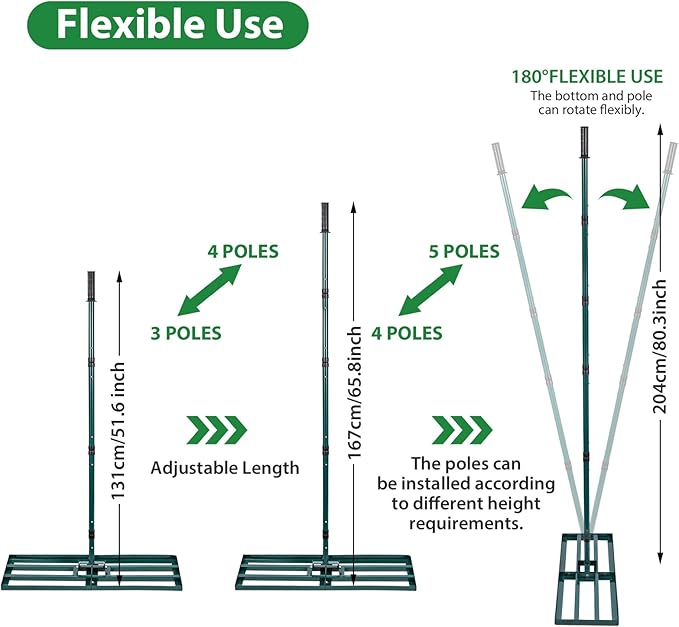 Lawn Leveling Rake,Stainless Steel Lawn Leveler with 30”x10” Ground Plate, 78” Adjustable Long Handle, Level Yard Tool for Grass, Golf Field, Level Soil or Dirt Ground Surfaces-Green