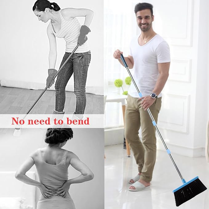Broom and Dustpan Set for Home 2026 Indoor Outdoor Broom with Dustpan Combo Set Upright Dust Pans with Long Handle Angle Broom for Kids Garden Pet Hair Lobby Wood Floor Kitchen