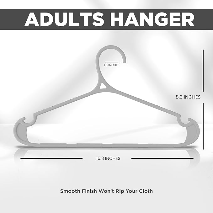 Utopia Home Clothes Hangers - Standard Plastic Hangers Space Saving - Durable Coat Hangers 50 Pack (Grey)