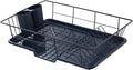 Sweet Home Collection Space-Saving 3-Piece Dish Drainer Rack Set: Efficient Kitchen Organizer for Quick Drying and Storage - Includes Cutlery Holder and Drainboard - Maximize Countertop Space, Navy