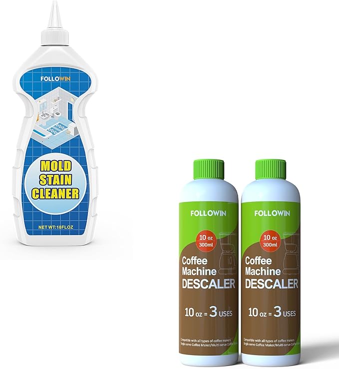 FOLLOWIN Mold and Mildew Bathroom Cleaner Gel 18oz, Coffee Machine Cleaner and Descaler, Espresso Coffee Maker Cleaner