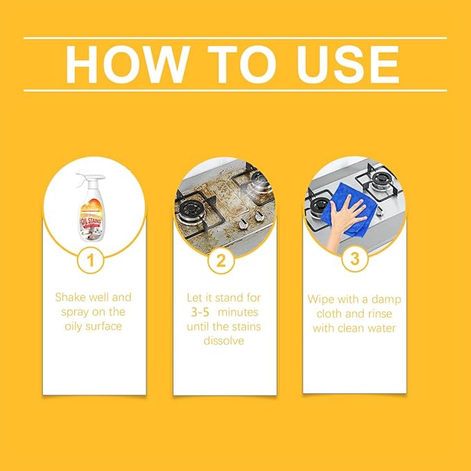 Clean Up Kitchen Oil Stains Spray,Kitchen Cleaner Spray,Heavy Oil Cleaner Stain,All-Purpose Cleaning Spray for Kitchens Oil Stain Remover (8.45oz)