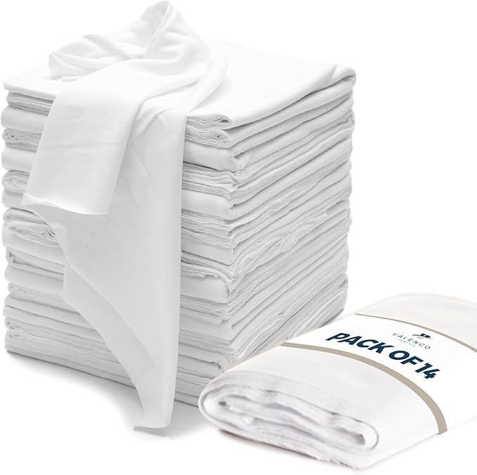 VALENGO New Lint Free Rags – 100% Cotton Cloth, Soft T-Shirt Rags, Lint Free Cloth for Staining Wood, Cast Iron, Dusting, Polishing, Painting and Cleaning – Reusable & Absorbent – 17”x17” (Pack of 14)