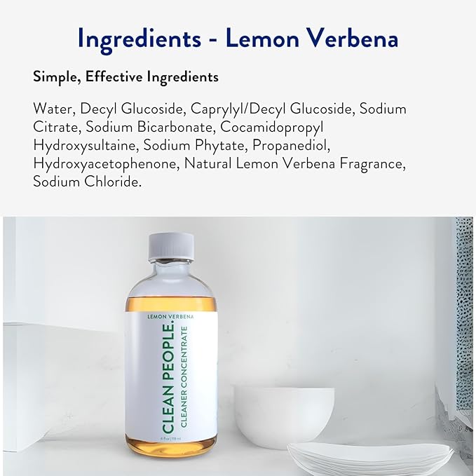 Clean People Cleaner Concentrate - All-Purpose Cleaner for Multi-Purpose Cleaning, Bathrooms, Floors, Concentrated, Recyclable Packaging (Lemon Verbena Scent) 4oz (2 Pack)