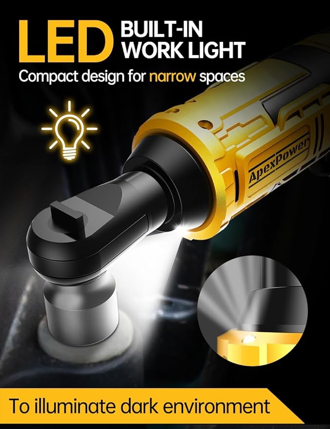3/8 Inch Cordless Ratchet Wrench for DEWALT 20V Battery, 88Ft-Lbs, 0-400RPM, Electric Ratchet Wrench Set w/Variable Speed Trigger, Reinforced Head, R&F Switch, 7 Sockets,3/8" to 1/4" Adapter