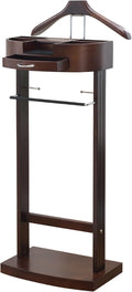 Proman Products - Crescent Moon Valet, Mens Valet Stand with Drawer, Top Tray, Contour Hanger, Trouser Bar, Belt Hooks & Shoe Rack, Accessory & Clothes Organizer (Mahogany)