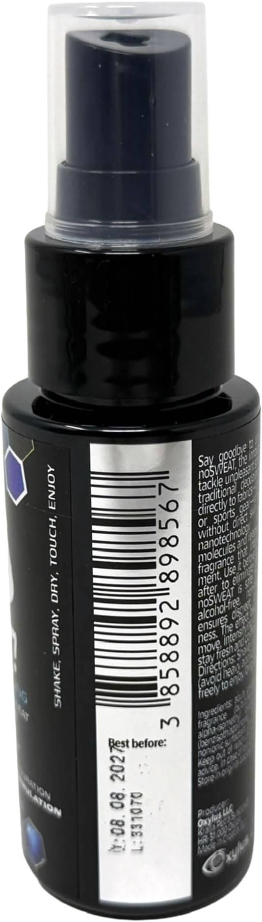 NO SWEAT! Ultra Long Lasting Sweat and Body Odor Protection, 98% Natural Ingredients, Hypoallergenic & Clinically Tested, Alcohol-Free & Fabric Safe, 20x Longer Duration, Created from Science (50mL)