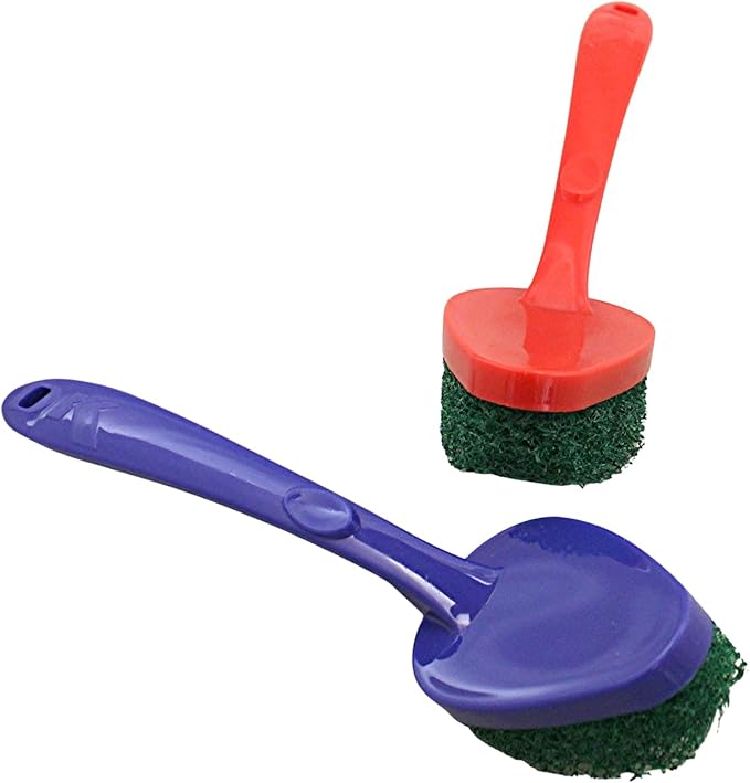 2-Pack Scouring Pad with Handle – Non-Scratch Scrubber for Kitchen, Bathroom, Tile, Cookware & Household Cleaning