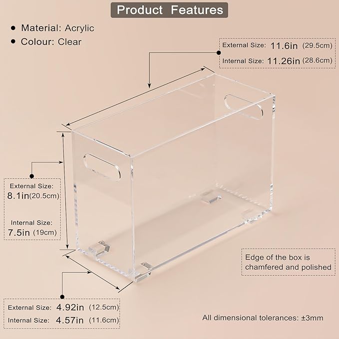 Crystal Clear Acrylic Magazine Holder,Space Saving Magazine Rack, Book Basket, Storage Organizer Bin for Living Room, Bathroom, Home Office, Newspapers