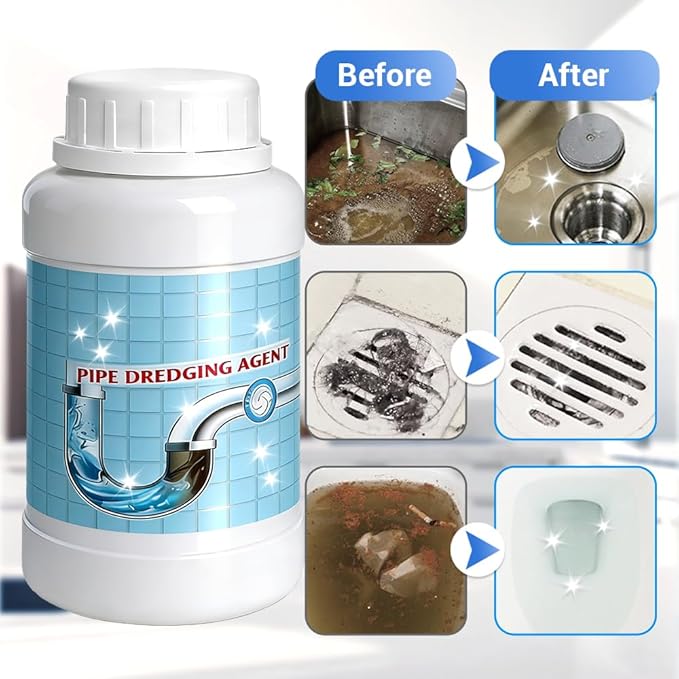 Drain Cleaner Powder, Powerful Sink Cleaner Powder Fast Foaming for Kitchen Toilet Pipeline Quick Cleaning Tool (3 Pcs)