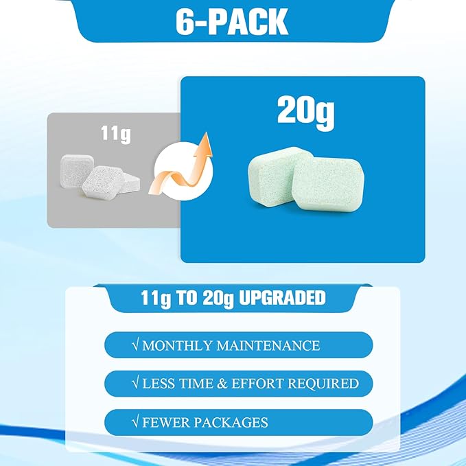6-Pack Dishwasher Detergent and Deodorizer Tablets, Deep Clean Formula, Dishwasher Safe, Removes Scale, Odors, and Hard Water Residue (Lemon Scent)
