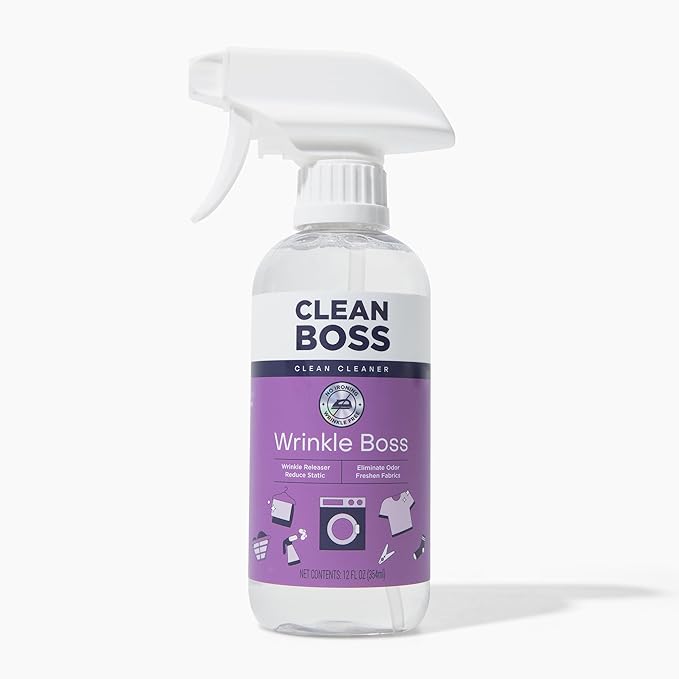 CleanBoss Wrinkle Boss Release Spray for Clothing - 2 Bottles Plus 1 Mini Travel Size Wrinkle Guard For On The Go