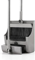 Room Essentials Foldable Broom with Dustpan Combo Set, Floor Brush, Home and Office Cleaning (Grey, M)