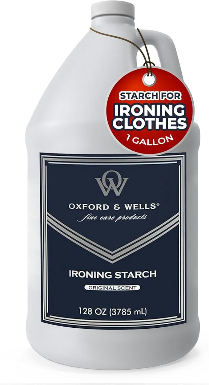 Oxford & Wells Premium Wrinkle Releaser Spray Starch - Ironing Spray, Original Scent, Non-Aerosol Fabric Care - Non-Flaking, Non-Streaking, Gentle on Fabrics - Wrinkle Spray for Clothes - 128 Ounce