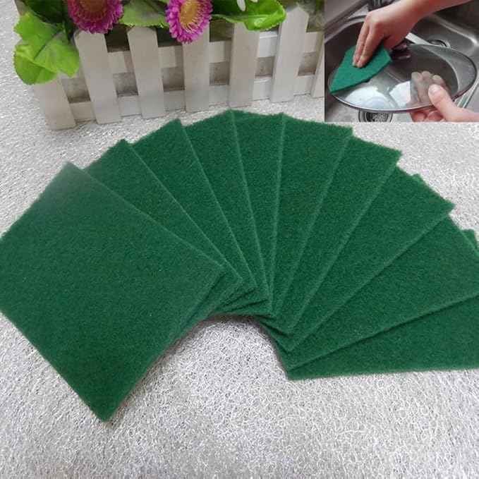 10-Pack Non-Scratch Heavy Duty Scouring Pads 5.90X3.93 Inch Durable Kitchen Scrub Sponges for Pots Pans Stove Top Cleaning Reusable Dish Scouring Pads