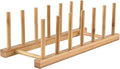 INNERNEED Bamboo Wooden Dish Rack, Vertical Plate & Lid Organizer for Kitchen Cabinet or Countertop, Drying Stand for Dishes, Cutting Boards