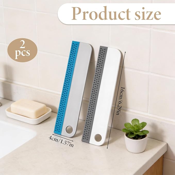 Small Rubber Squeegee 2 Pcs All-Purpose Mini Soft Rubber Window Squeegee Small Squeegees Window Scrubber Scraper for Kitchens Bathroom Shower Mirrors Car Windshield （Gray, Blue）