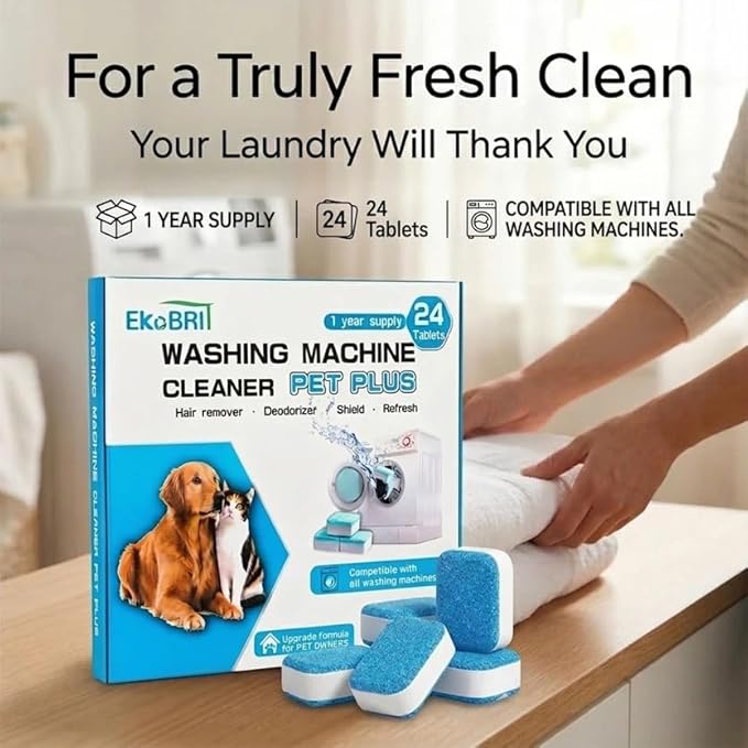 Washing Machine Cleaner Tablets 24 Pack – Deep Cleaning Washer Descaler for Front Load & Top Load Machines, Septic Safe Washing Machine Cleaning Tablets, 12 Month Supply