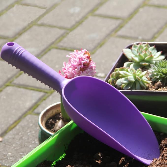 Plastic Garden Shovel Hand Trowel Tool Non-Slip Potting Soil Scoop Flowerpot Transplanting Digging Weeding Planting Cultivation 2 PCS