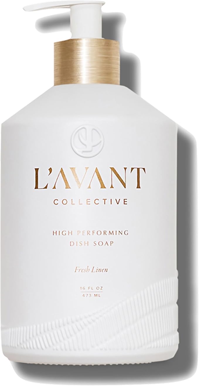 L'AVANT Collective High Performing Dish Soap | Plant-Based Ingredients & High Performing Formula | Fresh Linen Scent | Reusable Glass Bottle I 16 FL oz/473 mL