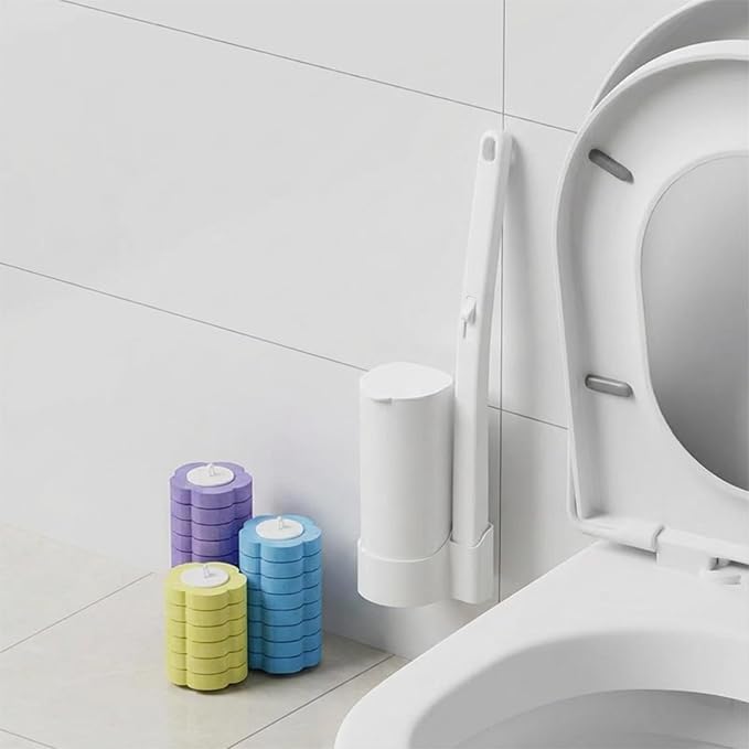 Disposable Toilet Brush with 24 Refills, Toilet Bowl Brush and Holder with Cleaner Refill Pads, Wall-Mounted Toilet Brush,Toilet Wand Brush Starter Kit for Deep Cleaning and Bathroom Maintenance