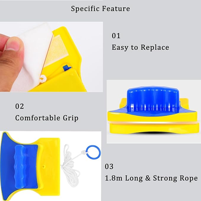 Double Sided Magnetic Window Cleaner Window Glass Wiper Cleaning Tool Magnetic Glider Washing Brush Equipment for High- Rise Single Glazed