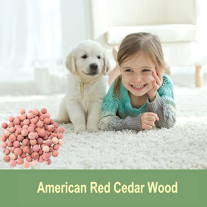 Cedar Balls for Closets and Drawers, Red Cedar Balls for Clothes Storage 60PCs with 2 Satin Bags