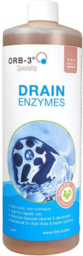 Orb-3 Drain Enzymes, Multi-Purpose Enzymatic Drain Cleaner & Deodorizer, 1-Quart – Breaks Down Grease & Organic Build-Up for Drains, Pipes, Garbage Disposals & Septic Systems