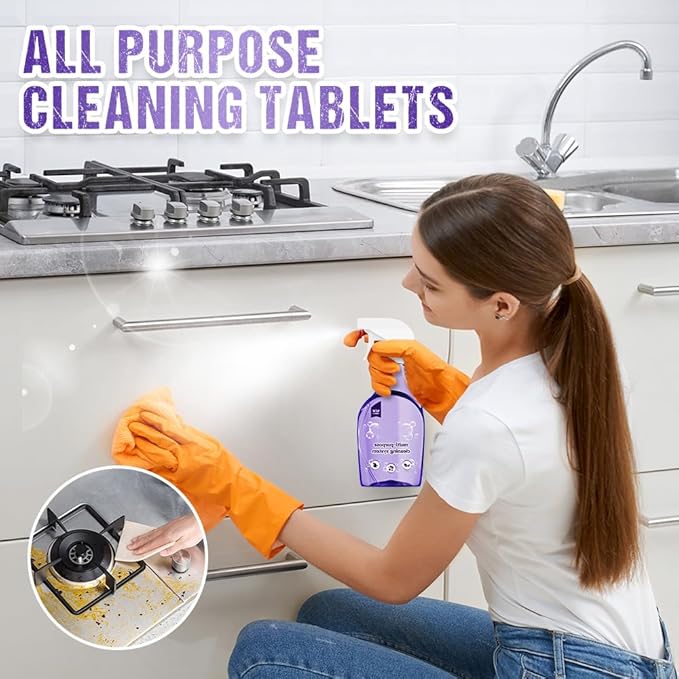 Fliwos Spray Oven Cleaner, 2026 Upgraded All-Purpose Spray Cleaner with Concentrated Cleaning Tablets, Multi-Surface Cleaning Spray for Oven, Grill, Kitchen, Bathroom and Home (1 Bottle+18 Pcs)