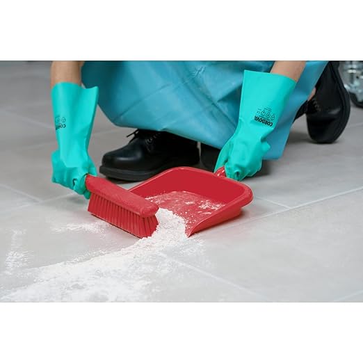 SPARTA Large Handheld Dustpan with Hanging Hole, Heavy-Duty Plastic Dustpan with Wide Lip for Countertops and Surfaces, Plastic, 10 Inches, Red