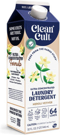 Cleancult Ultra Concentrated Liquid Laundry Detergent, 64 loads (32 oz), Long Lasting Scent, 90% Less Plastic, No Harsh Chemicals, Neroli Vetiver, Defeats Stains & Odors, HE/Standard Compatible