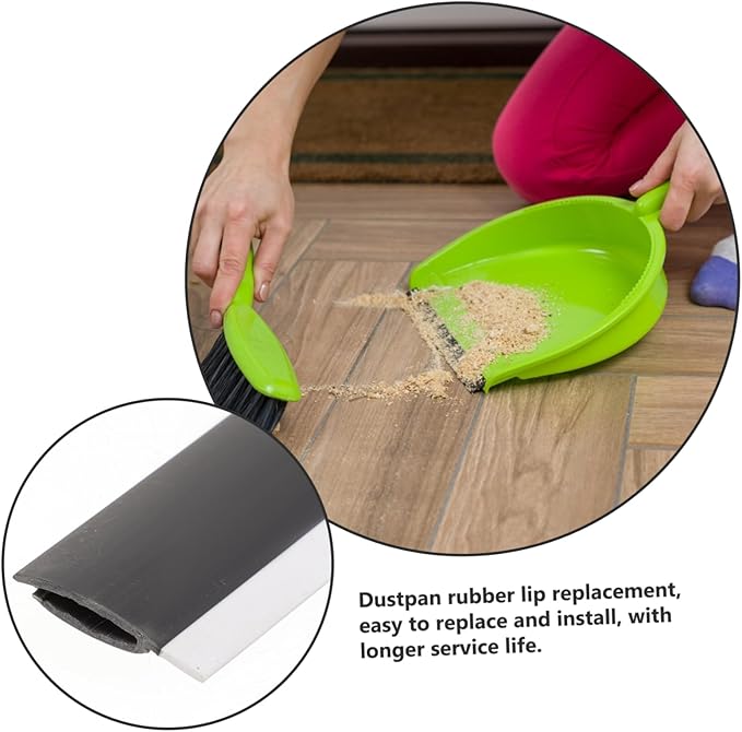 4Pcs Dustpan Rubber Lip Replacement Strips Edge Accessories for Broom Shovel and Garbage Cleaning Tools Easy to Install and Rubber Material