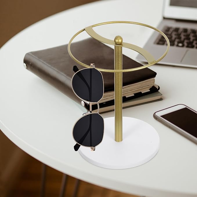 Sunglasses Storage Rack with Metal Frame and Pine Wood Base, Glasses Holder Stand for Eyewear Display and Desktop Organization, Sunglass Organizer Suitable for Home and Office