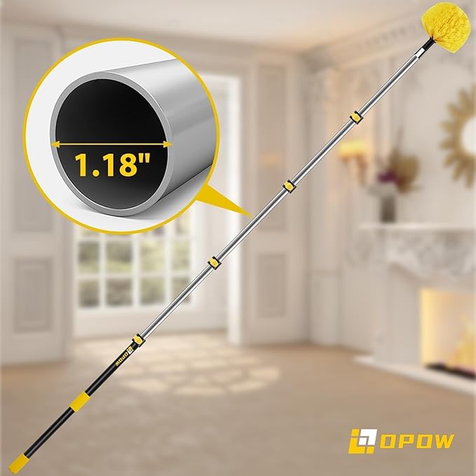 36 Foot High Ceiling Duster Kits with 7-30ft Heavy Duty Extension Pole, High Reach Duster for Cleaning,Microfiber Feather Duster,Cobweb Duster,Ceiling Fan Duster,Window Squeegee & Cleaner