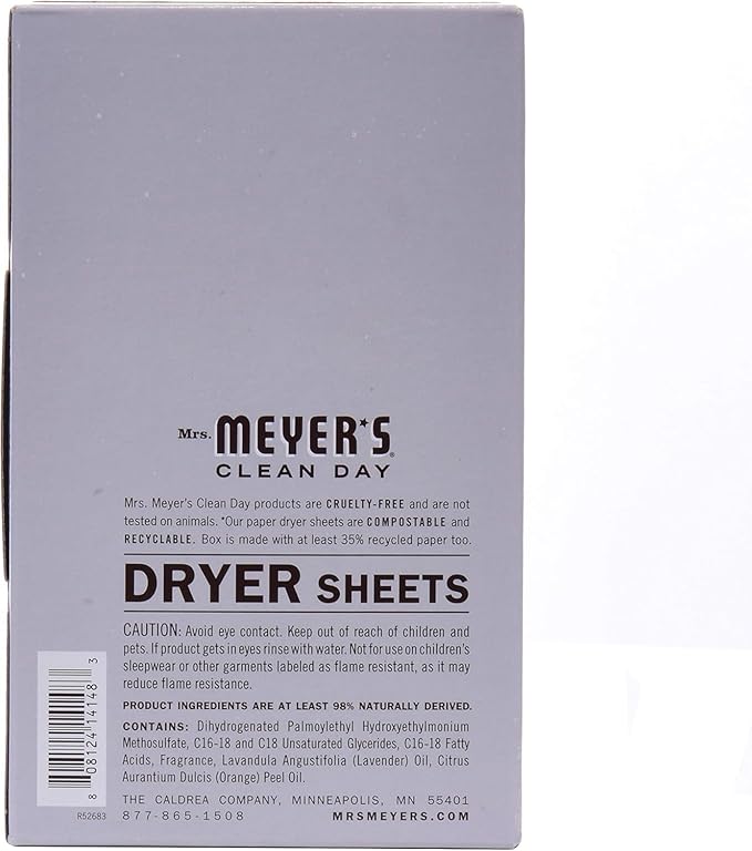 Mrs. Meyer's Clean Day Dryer Sheets Lavender, 80 Count (Pack of 3)