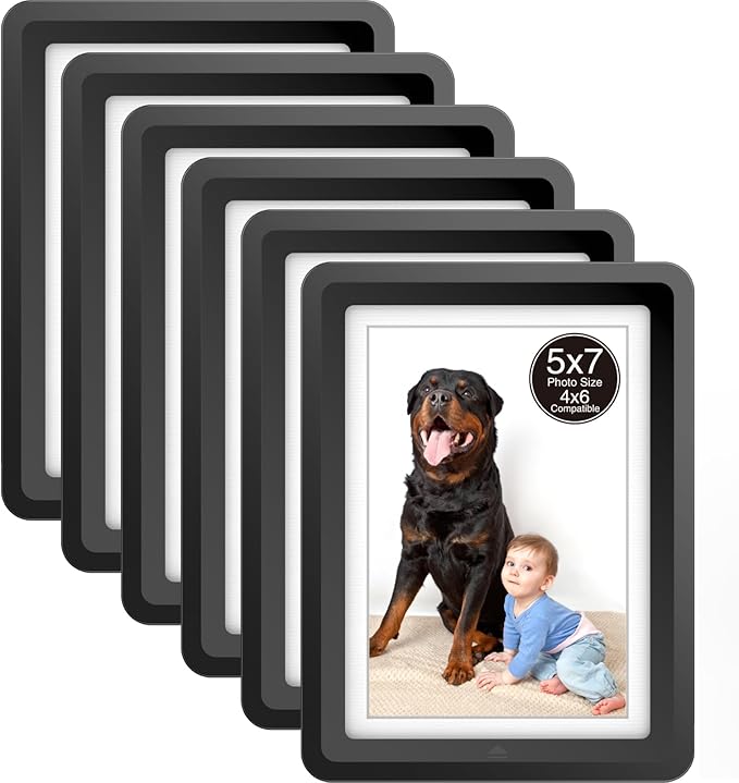 5x7 Picture Frame, Clear Acrylic Photo Frame with White Mat for 4x6 Photos, One-Piece Shatterproof Tool-Free Design, UV-Resistant Waterproof Tabletop Frame for Home Office Decor with 10-Year Warranty