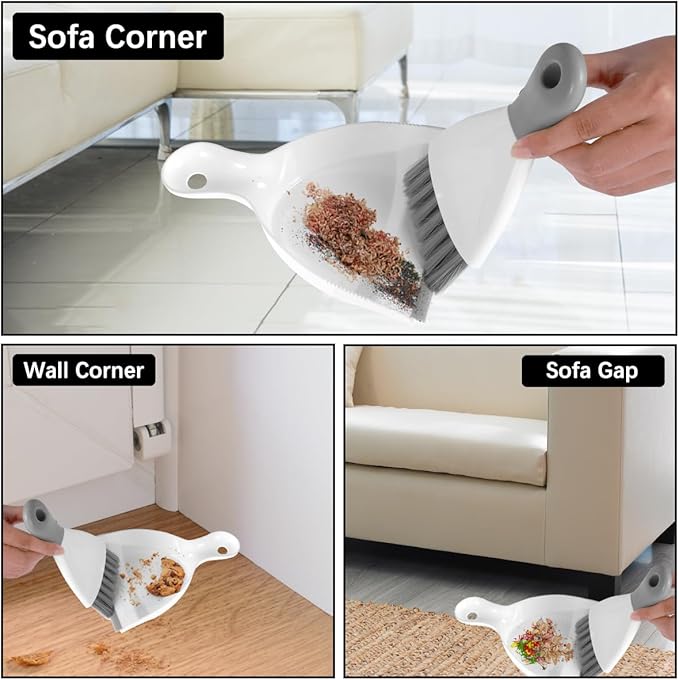 Mini Dustpan and Brush Set Portable Table Top Cleaning Brush and Dustpan Set Dining Table Crumb Sweeper with Soft Bristles Multipurpose Desktop Keyboard Cleaning Tools for Home Office