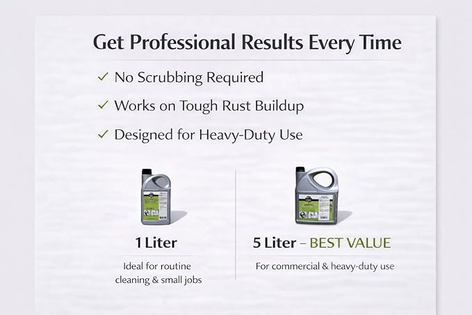 Heavy-Duty Rust Stain Remover for Industrial Use on Metal Surfaces Including Stainless Steel. Our Cleaner and Stainless Steel Rust Remover Gel Needs No Scrubbing, Simply Apply and Rinse off - 5L