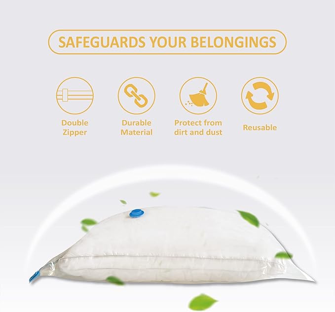Roomimaster Vacuum Storage Bags, Vacuum Seal Space Saver Bags for Clothing, Travel Lugggage, Carry-on, Blankets, Comforters, Pillow, Bedding, 10 Medium