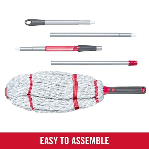 Rubbermaid Microfiber Twist Mop Kit with 2 Refills Kit Machine Washable Built-in Wringer Lightweight Safe for All Floor Types Deep Cleaning for Home/Bathroom/Garage/Office