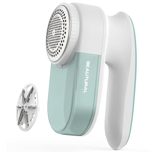 BEAUTURAL Fabric Shaver and Lint Remover, Rechargeable Sweater Defuzzer with 2 Speeds, 1 Replaceable 6-Leaf Blade, Remove Fuzz, Lint Balls, Pills, Bobbles for Clothes and Furniture