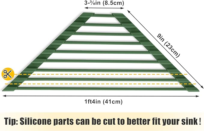 Tomorotec Compact Silicone-Coated Triangle Dish Drying Rack for Sink Corner - Foldable Stainless Steel Over-The-Sink Organizer and Storage Shelf (Army Green)