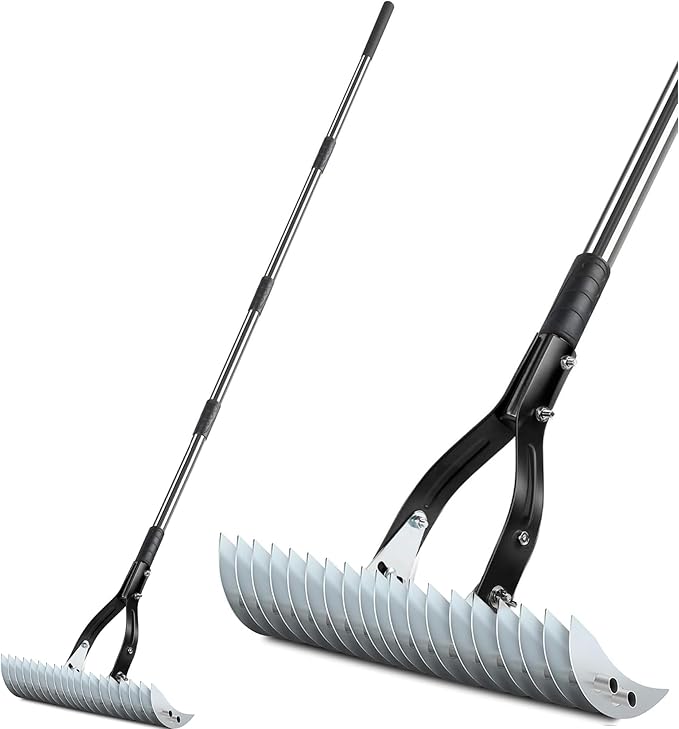 Thatch Rake,15" Lawn Dethatcher Rakes,Dead Grass Remover,Manual Dethatching Rake with Adjustable Length Handle,Scarifier Rake,Thatching Rakes for Lawns Grass Loosening Soil