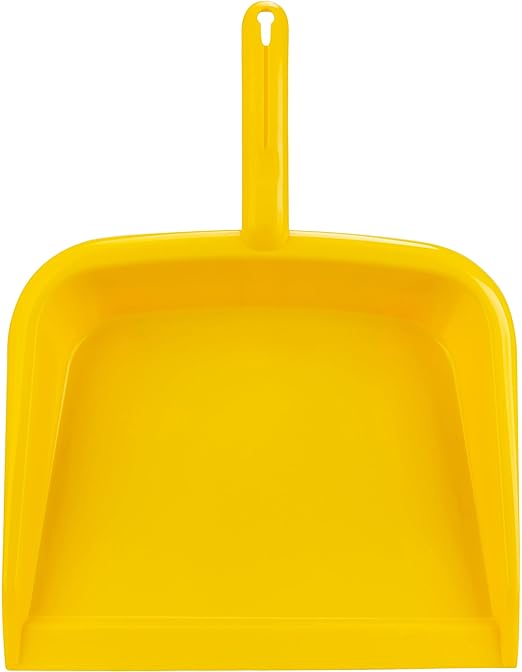SPARTA Large Handheld Dustpan with Hanging Hole, Heavy-Duty Plastic Dustpan with Wide Lip for Countertops and Surfaces, Plastic, 10 Inches, Yellow