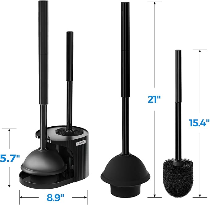 2Pack 2 in 1 Toilet Brush and Plunger Set,Toilet Bowl Brush Plunger Set,Toilet Brush Plunger Combo,Cleaning Brush,Cleaning Supplies,Groove Gap Brush,Bathroom Cleaning Tools
